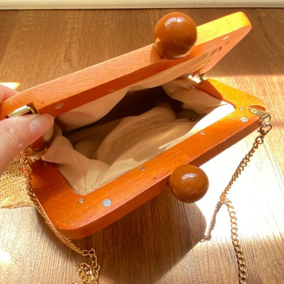 Purse; Tan, woven, Shoulder bag - Picture 7 of 9